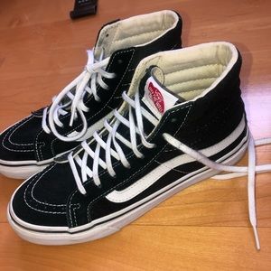 Black and white classic high top vans